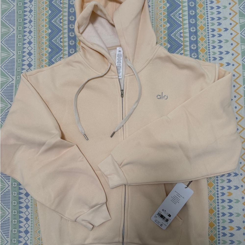 ALO Yoga Full Zip Hoodie And Sweatpant Set Oat Milk Size S - Picture 2 of 10